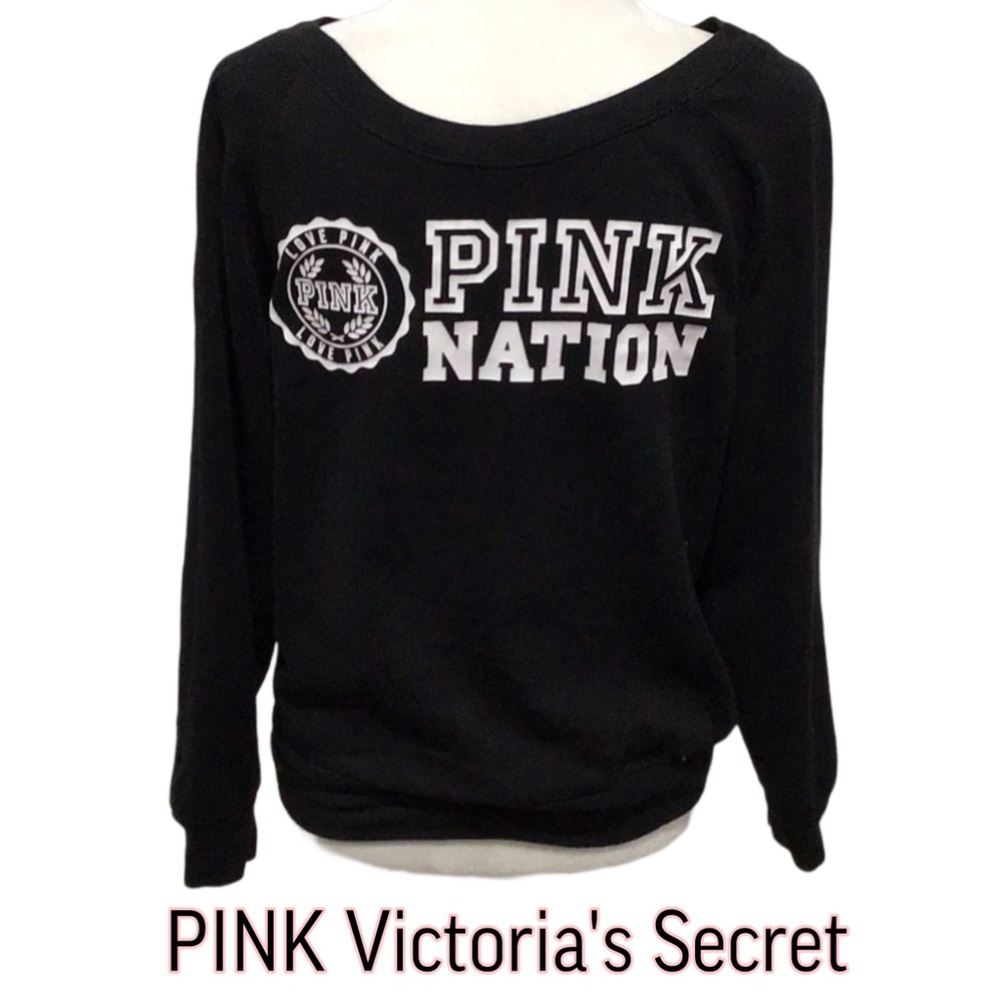 PINK Nation, Victoria’s Secret, Lightweight Sweatshirt, Black, Size XS